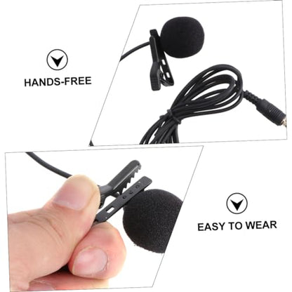 Abaodam Mini Portable Clip Lavalier Condenser Mic for Phone Camera Laptop High Sensitivity Black for Video Meetings Recordings and Chatting