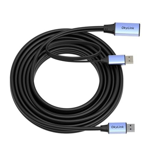 OkyLink Active USB 3.0 Extension Cable A to A, Male to Female 25ft | 8m, 3.2 Gen1, with Power Cable, 5Gbps, Plug and Play,for CCTV Camera, Printer - color: USB3.0(5Gbps), size: 25ft (8m)