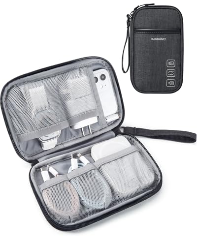 BAGSMART Cord Organizer Travel Cable Organizer Bag Tech Electronic Organizer Travel Case, Travel Essentials for Charger, Cable, Phone, Flash drive, Single Layer - Black - color: Single Layer Black