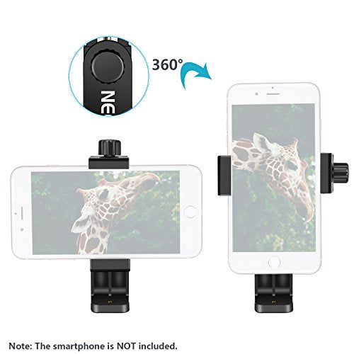 NEEWER Smartphone Holder Phone Tripod Mount Compatible with iPhone 16 15 Pro Max Plus 14 13 12 Mini Samsung Galaxy S24 S23 Ultra, Cell Phone Clip Vertical Bracket Adapter for Tripod with 1/4" Screw