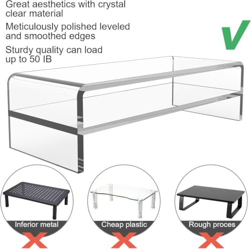 Egchi Acrylic Monitor Stand, 2 Tiers Computer Monitor Riser(20x8x5.5 Inch), Monitor Riser/Computer Stand for Home,Office,Business,PC Desk Stand for Keyboard Storage& Multi-Media Laptop Printer Screen - size: 20''x8''x5.5''- 2 Tiers