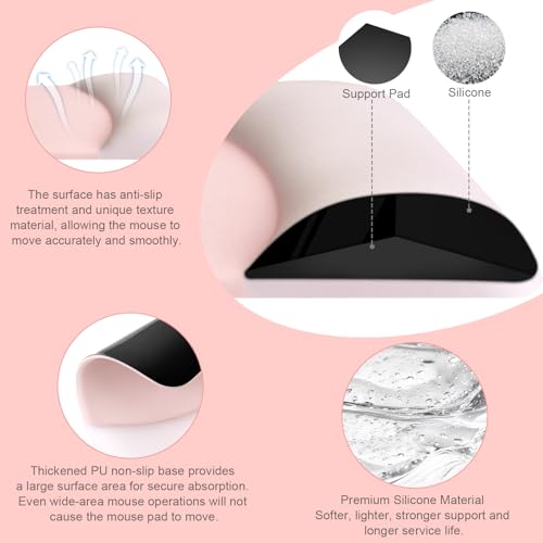 MOSISO Keyboard Mouse Pad Set, Large Gaming Mouse Pad&Rectangular Keyboard Wrist Rest&Mousepad with Wrist Rest&Coaster, Ergonomic Non-Slip&Easy Typing Pad with Curved Silicone Lining, Baby Pink - color: Baby Pink