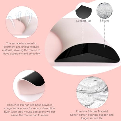 MOSISO Keyboard Mouse Pad Set, Large Gaming Mouse Pad&Rectangular Keyboard Wrist Rest&Mousepad with Wrist Rest&Coaster, Ergonomic Non-Slip&Easy Typing Pad with Curved Silicone Lining, Baby Pink - color: Baby Pink