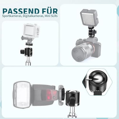 UTEBIT 20mm Mini Ball Head Tripod Head Mount with 1/4" hot Shoe, Black | 360° Rotatable Camera Mount Adapte Aluminium Ball Heads Compatible with Tripods, Monopods, HTC Vive, SLR Cameras Load 2.5lb - style: 20mm Ball Head