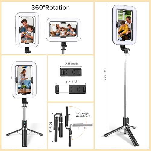 Selfie Ring Light with 54" Tripod Stand, Dimmable Selfie Light with Extendable Tripod Stand with Phone Holder & Wireless Remote for iPhone & Android,YouTube, Makeup,TIKTok, Vlogging