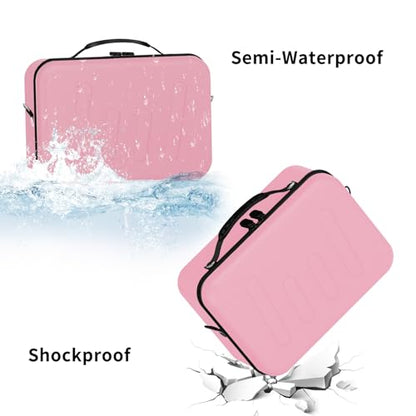 Hard Shell Camera Case Compatible with Canon EOS Rebel T7/R50/R100 and More DSLR & Mirrorless Cameras – Portable Travel Bag with Adjustable Dividers, Mesh Pocket & Shoulder Strap (Pink) - color: Pink