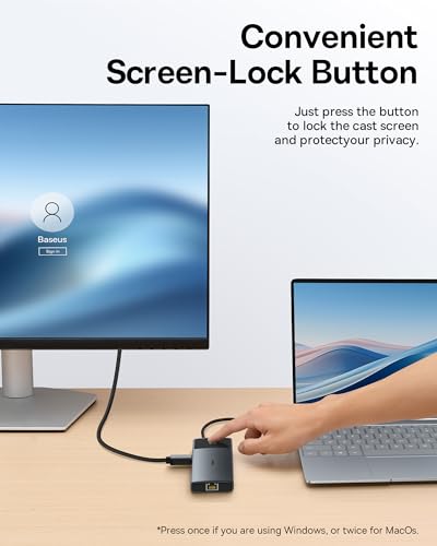 Baseus Docking Station Dual Monitor,10Gbps 10 in 1 Docking Station with 2 HDMI Single 4K@120Hz, Dual 4K@ 60Hz,10Gbps USB C and USB A, Gigabit Ethernet, PD 100W, SD/TF for iPhone 15/Mac/Dell/HP/Lenovo - size: 10 in 1