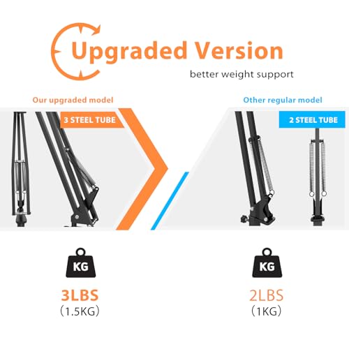 Overhead Tripod for DSLR Cameras, Heavy Duty Camera Desk Mount Stand with Flexible Articulating Boom Arm, Cam Holder Table Clamp for Canon Nikon Sony Fuji SLR Mirrorless Video Recording