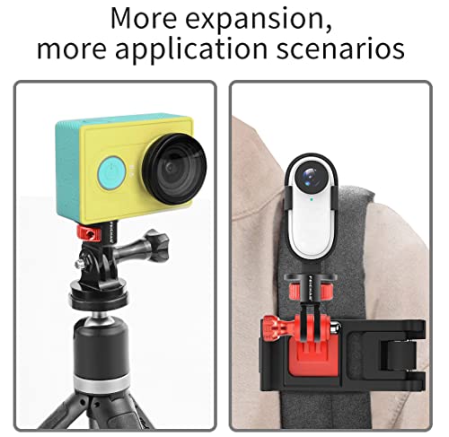Upgraded Universal Camera Mount Adapter 360 Degree Swivel 1/4" Screw Converter CNC Aluminum Metal Compatible with Gopro Hero 10 9 8 7, Eken, Insta360 One X X2 R Action Camera (Red) - color: Red