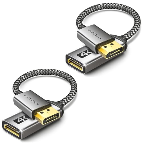 WARRKY DisplayPort to HDMI Adapter 2-Pack (4K, UHD), [24K Gold-Plated, Slim Aluminum Shell] Display Port to HDMI/DP to HDMI Adapter for Lenovo, DELL, HP, ThinkPad, GPU, AMD, NVIDIA&More - color: Silver Gray
