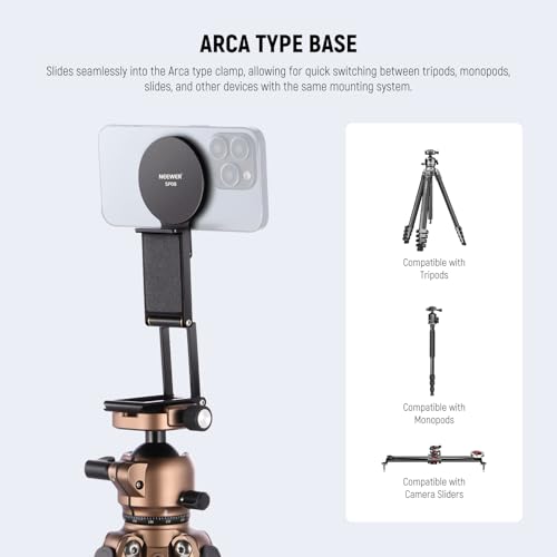 NEEWER Continuity Camera Mount for Desktop Monitor, Magnetic Tri Fold Desk Phone Webcam Holder with Arca Type Base, Compatible with MagSafe iPhone iMac Apple TV 4K Desktop Mac Laptop Samsung, SP08 - style: SP08