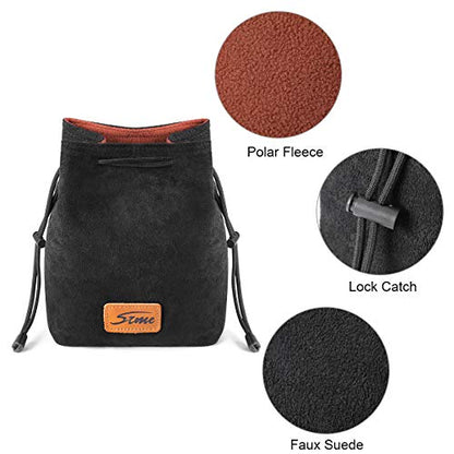 S-ZONE Soft Camera Bag DSLR Insert Handbag Drawstring Lens Case | Soft Suede, Drawstring closure, Dust-proof, Scratch-resistant, Compatible with Canon Nikon Sony - color: Black, size: Small