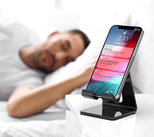 Crpich Acrylic Phone Stand, Ergonomic Design for Apple iPhone and Samsung Galaxy, Compatible with 4-8 Inch Screens, Black - color: 2-Black, size: 1 Pack