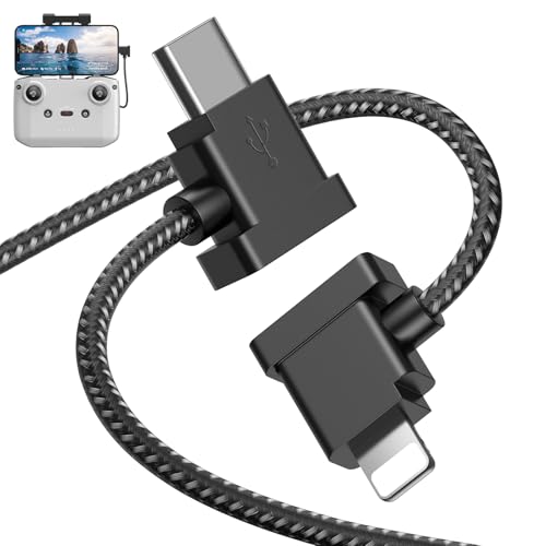 for Lightning to USB Type-C Remote Controller Cable for DJI-Mavic 3 Mini 2 Mini 3 Pro Air 2S/Mavic Air 2 for DJI RC-N1/DJI Drone for iPhone 14 Plus 13 Pro Max 12 OTG Data Cord 1ft Nylon Braided Black
