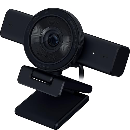 Razer Kiyo V2 Streaming Webcam: 4K 30 FPS, 1080p 60 FPS - AI Powered Auto-Framing - Built-in Microphone - Ultrawide Angle Lens - Privacy Cover - Works with OBS, Xsplit, Discord, Zoom, Teams - Black - color: Black