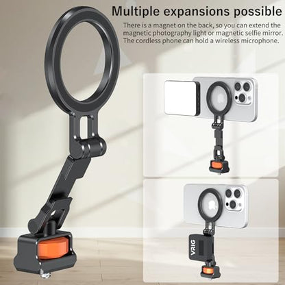 VRIG MG-29 Phone Tripod Mount for MagSafe, Aluminum Magnetic Tripods Phone Mount Adapter with 1/4” Screw Thread & 3/8" for Magsafe Phone Adapter Compatible with iPhone 17 16 15 14 13 12 Series - size: MG-29