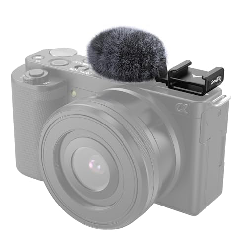 SmallRig Cold Shoe Adapter with Wind Muff Windshield for Sony ZV-1F / ZV-E10 / ZV-1 / ZV-E1 / ZV-1 II, Wind Furry for Light Microphone Attachment - 3526