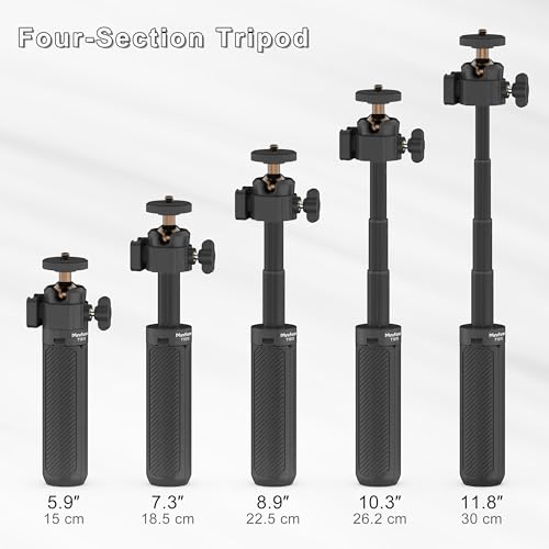 MINIFOCUS Extendable Mini Camera Tripod, 360° Ball Head with Cold Shoe, 4 Levels Adjustment Small Selfie Stick for Gopro Hero 13/12/11/10 DJI Osmo Pocket 4/3 Action 5 Pro insta360 X5/X4 - color: T1013