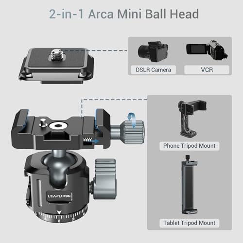 Low Profile Camera Tripod Ball Head,360° Rotating Ball Head Compatible with Arca 1/4" Quick Release Plate, Tripod Ball Head with Arca Swiss Quick Release Plate,Load Capacity：3kg/6.6lb
