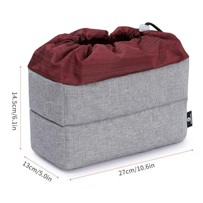 Koolertron Waterproof DSLR Camera Bag with Removable Insert, Adjustable Compartments, Fits in Camera Bags - Protective Case for DSLR/SLR Cameras & Accessories - color: Gray+Dark red