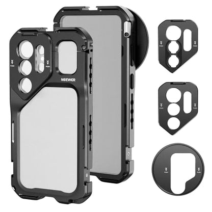 NEEWER S26 Ultra Phone Cage, Mobile Video Rig Stabilizer Vlog Kit with 3X Backplate for 67mm Filter, 17mm Phone Lens & T Mount Lens, Compatible with Samsung Galaxy S26 Ultra Only, PA182