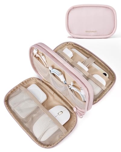 BAGSMART Cord Organizer Travel Cable Bag, Compact Tech Electronic Organizer Travel Case, Essentials for Charger, Cable, Phone, Flash drive, Double Layers (Pink) - color: A-Double Layer Pink