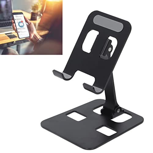 Desk Phone Stand Aluminum Alloy Adjustable Angle Phone Holder Nonslip Silicone Cradle for Smartphone Tablet E Reader Up to 12.9in Watch Video or Make Video Calls