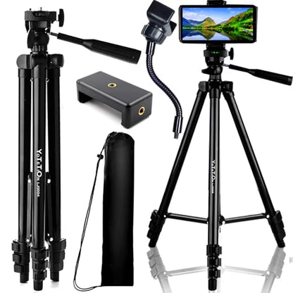 60" Aluminum Phone & Camera Tripod with Gooseneck Stand, Extendable Cell Phone Tripod Stand Compatible with iPhone/Android/Action Camera is Perfect for Live Streaming/Video Recording/Selfies - size: TR60-GS