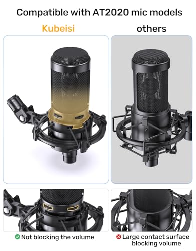 Custom AT2020 Microphone Shock Mount with Pop Filter, Anti-Vibration Suspension Shock Mount Mic Holder Clip Compatible with Audio Technica AT2020 AT2035 AT2020USB ATR2050 AT3035 AT3060 Mic - size: AT2020 Shock Mount