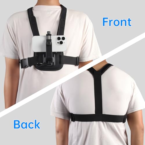 Suptig Phone Chest Mount Phone Harness Strap Holder Compatible for iPhone, Samsung, Gopro, DJI Action, Cell Phones Action Cameras POV/VLOG