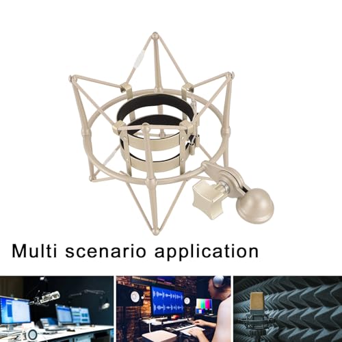 Tangxi 60MM Microphones Shock Mount, Gold, High Isolation, Anti Vibration, Spider Shockmount Stand for Microphones up to 60MM Diameter - color: Gold