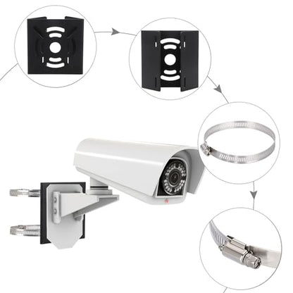 Sumnacon Camera Pole Mount Bracket,2Pcs Stainless Steel Pole Mount Adapter Brackets with Loops,Sturdy Camera Mount Bracket for Pole Post,Universal Pole Mount Bracket for CCTV Security Camera Ptz Dome - color: Black