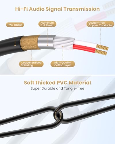 Tisino Female XLR to 1/4 (6.35mm) TS Mono Jack Unbalanced Microphone Cable Mic Cord for Dynamic Microphone - 10 FT/3 Meters - size: 10 feet