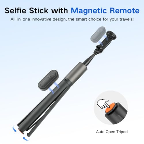 62 inch Selfie Stick Tripod for iPhone, Auto-Open Phone Tripod Stand with Magnetic Smart Remote Support Cell Phone Zoom in/Out,Front/Rear Camera Switch,Travel Selfie Stick for iPhone/Android - color: C-Selfie Stick