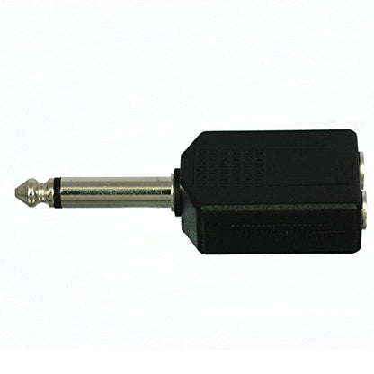 CESS 6.35mm 1/4 Inch Mono Male to 2 Female Splitter Adapter - 1/4 TS Male to Dual TS Female (2 Pack)