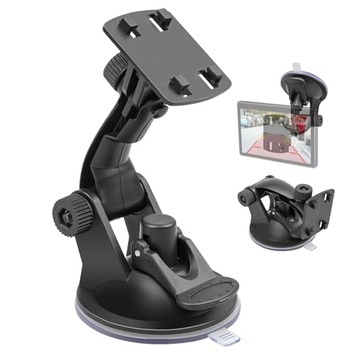EWAY 4-Hole Direct Fit Suction Cup Mount for Backup Camera 4.3"/5" Monitor, Knob-Lock Adjustable Dashboard Windshield Monitor Mounting Bracket Holder for Car Rear View Camera Screen Display Stand