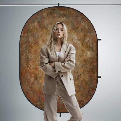 Kate Collapsible Backdrop Pop up Photo Backdrops Foldable Background Portable for Headshot,Portrait Photography,Video,5x6.5ft,Green/Brown