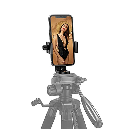 Phone Tripod Mount Adapter/Universal Tripod Cell Phone Holder, Fits Any Smartphone, 1/4" Standard Screw, Rotating Vertical and Horizontal, Compatible with iPhone, Samsung, Selfie Stick, Monopod
