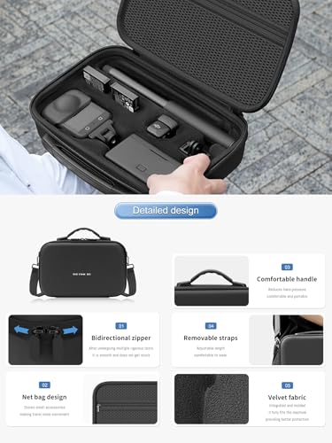 Osmo 360 Carrying Case, Nylon Carrying Storage Case for DJI Osmo 360 Camera | Surface Waterproof Travel Portable Hard Shell Bag Compatible With Adventure Combo Outdoor Accessories kit