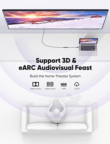 Highwings 8K 4K HDMI Extender - 0.5FT Cable, 4K@30Hz/60Hz/120Hz, Compatible with PS5, Roku Stick, Blu Ray Player, HDTV, Laptop - color: Grey, size: 0.5 feet, style: 8k 1pack