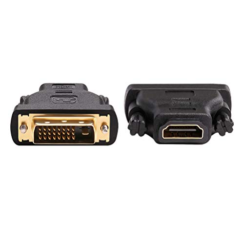 DTECH DVI to HDMI Adapter DVI Male to HDMI Female Bi-Directional DVI-D Port Converter 4K 1080P Gold Plated Connector