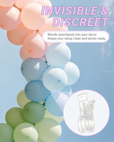 10 Pack Balloon Arch Clips 3.5 Inch Clear Plastic Spring Clamps Invisible Backdrop Clips for Photography Studio Professional Balloon Garland Kit Party Decoration Non-Slip Backdrop Stand Clamps