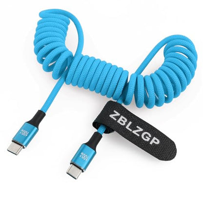 100W USB C to USB C Fast Charge Cable, 10Gbps Data Transfer, for Fujifilm GFX100 II, Sony A1, Feelworld LUT6, DJI Ronin - color: Blue Braided, style: 100W