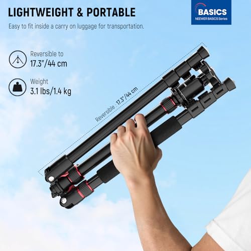 NEEWER Basics Camera Tripod Monopod, 71" Aluminum Heavy Duty Portable Travel DSLR Cell Phone Stand with 360° Ball Head Cellphone Holder Mount Compatible with iPhone for Filming Video Recording, TP15 - style: TP15 w/Ball Head