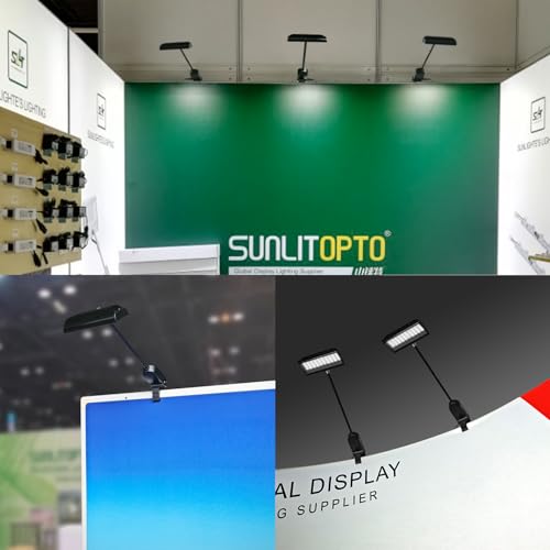 Trade Show Lights LED Display and Exhibit Arm Lighting, Connectable Tradeshow Lights Included Clamps, Mounting Brackets, Power Cables, Connect Cables (2pcs Black) (Black) - color: Black