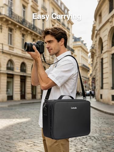 Luxtude Extra Large Electronics Organizer Travel Case, Large Tool Bag for Charging Cables, USB Drives, Chargers and Laptops (Up to 15.6 in), Hard Shell Gear Storage Case for DJI, Camera, Black