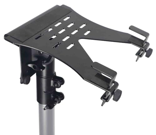 ProX X-LTF01BL Universal Laptop Tray + VESA Monitor Mounting Bracket fits on Speaker Stand 1-3/8" Pole Black