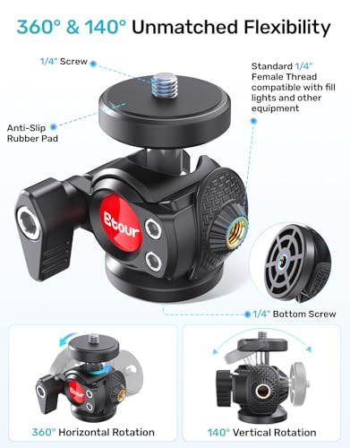 Webcam Tripod Stand, Height Extendable Tripod with 360° Swivel Balhead for Webcam/Camera/Phone, for NexiGo N60 Logitech Webcam C920 C922 C922x C925e C930 C930e C615 Brio 4K with 1/4" Thread