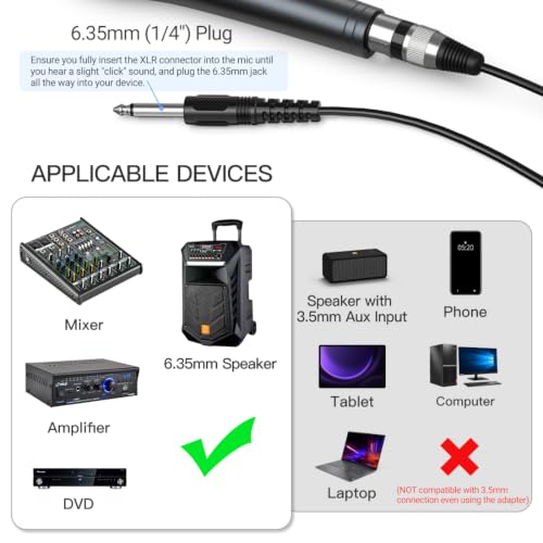 FIFINE Karaoke Microphone, Dynamic Vocal Microphone for Speaker, 6.35MM Wired Handheld Mic with On and Off Switch and 14.8ft Detachable Cable-K6