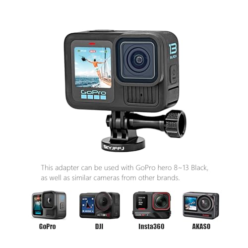 Aluminum Tripod Adapter Attachment Bolt Adapter for Monopod Mount with Aluminum CNC Thumbscrew Compatible Gopro Hero 13 12 11 10 9 8 DJI Osmo Insta360 AKASO and Other Action Camera - color: BLACK